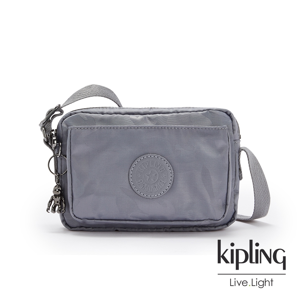 Kipling 光澤霧灰紫迷彩前後加寬收納側背包-ABANU