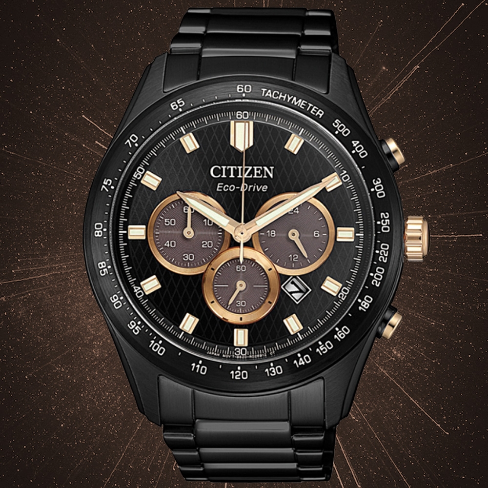 CITIZEN星辰 Chronograph系列 光動能玫瑰金計時腕錶 母親節 禮物 43mm/CA4458-88E