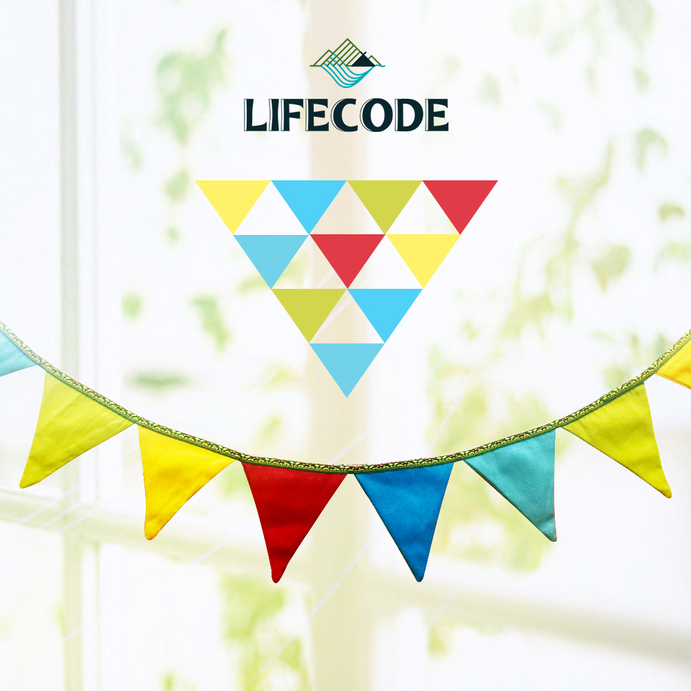 LIFECODE 14片帆布三角旗/露營裝飾-(附收納袋)