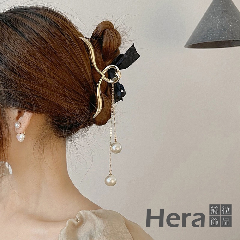 【Hera 赫拉】仙氣金屬感吊墜珍珠鯊魚夾/髮夾 H110120322