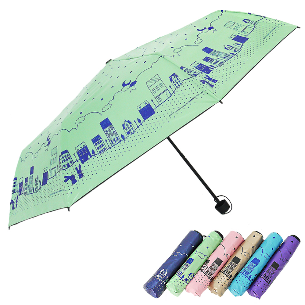 【雙龍牌】浪漫滿屋 黑膠三折傘晴雨傘/防曬抗UV防風陽傘 B6153H