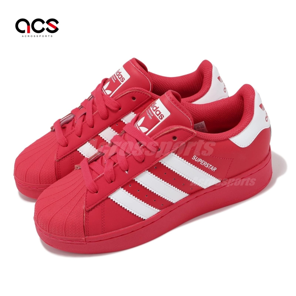 adidas 休閒鞋 Superstar XLG W 女鞋 紅 白 皮革 貝殼頭 三葉草 微厚底 經典 愛迪達 IE2986