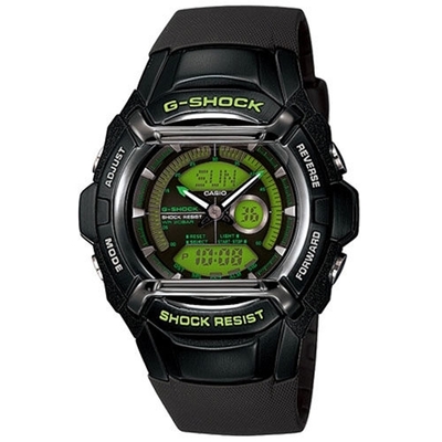 CASIO G-SHOCK 炫彩賽車風雙顯運動錶-膠帶-綠底黑框-G-550FB-1A3DR