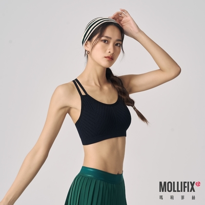 Mollifix 瑪莉菲絲 A++活力自在雙肩帶舒適BRA(黑)、瑜珈服、無鋼圈、運動內衣