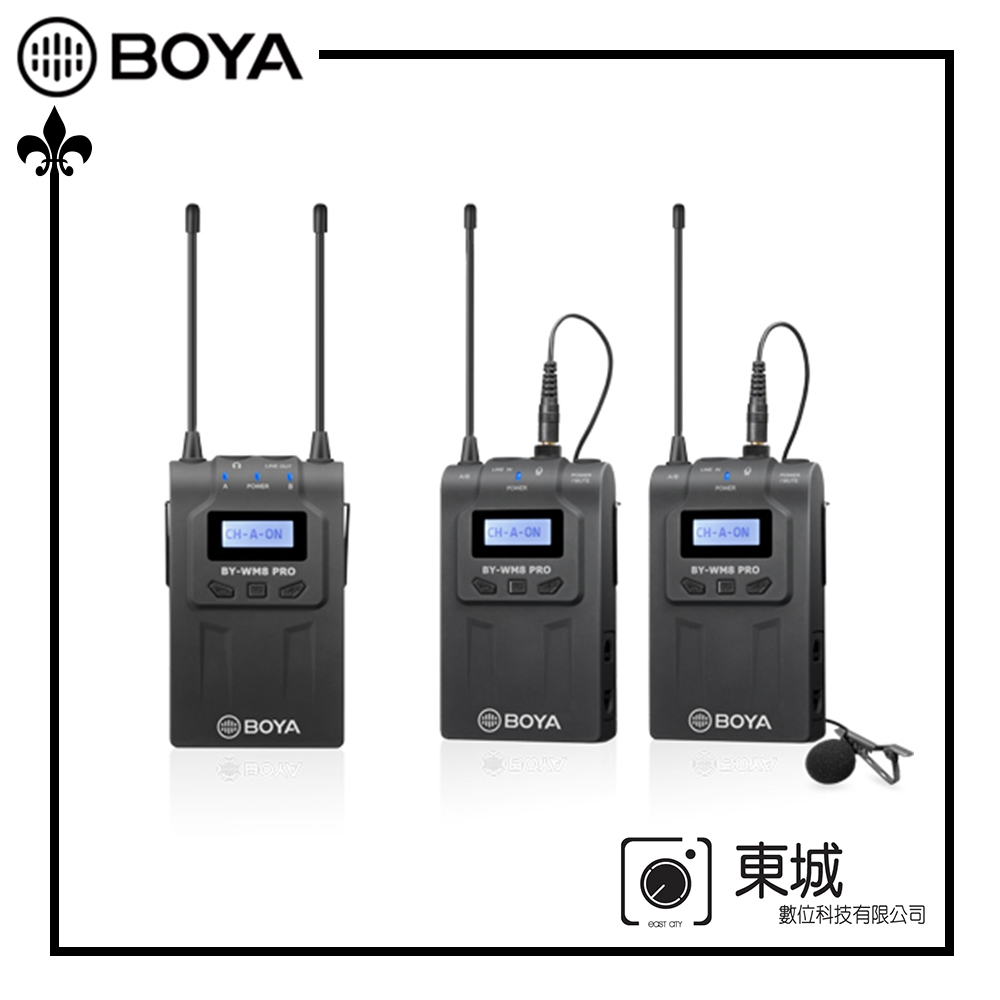 BOYA 博雅 BY-WM8 Pro-K2 一對二超高頻雙通道無線麥克風 (東城代理公司貨)