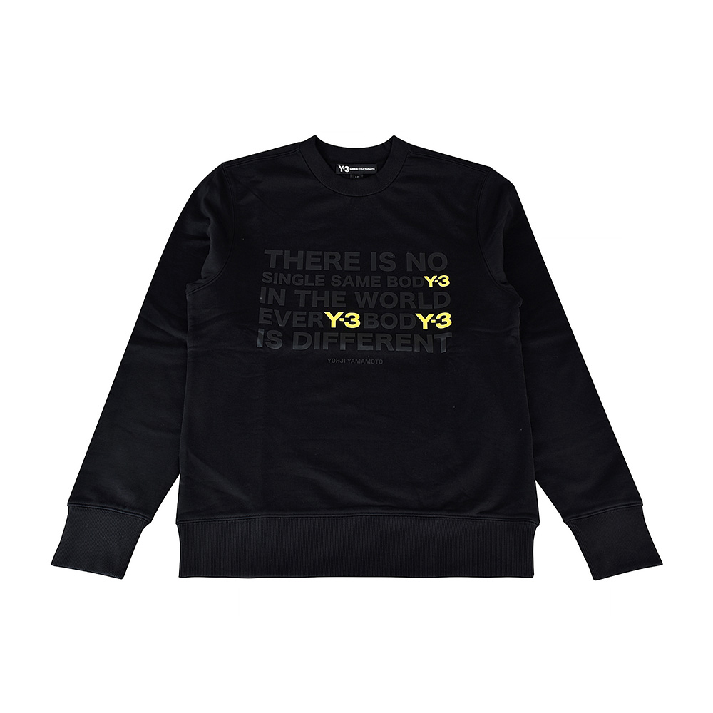adidas Y-3經典文字LOGO棉質長袖T恤(黑)