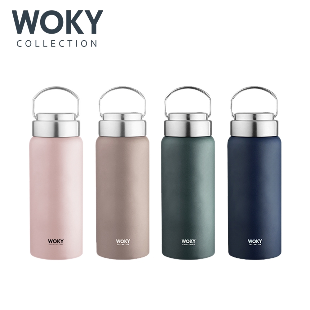 【WOKY 沃廚】提手輕量陶瓷易潔層保溫瓶500ML