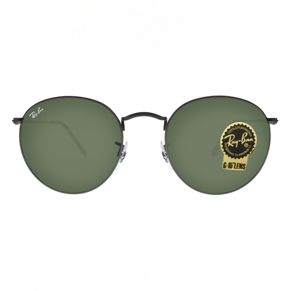 RayBan雷朋復古圓框款ROUND METAL 太陽眼鏡/槍-墨綠#RB3447 029-53mm