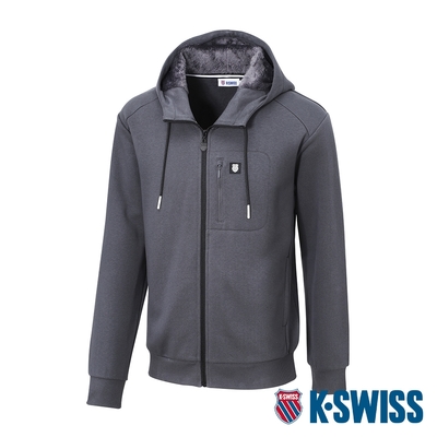 K-SWISS Hoodie W/Fur Jacket刷毛連帽外套-男-灰