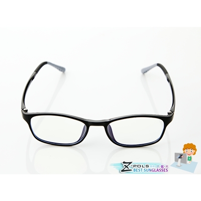 【Z-POLS】兒童專用 柔軟舒適TR90彈性輕量材質濾藍光眼鏡(抗藍光兼具抗紫外線 質感黑色)