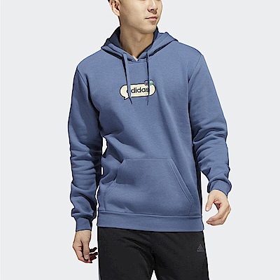 Adidas M Opti G Hood [HK6755] 男 連帽上衣 帽T 運動 訓練 休閒 表情符號 亞洲版 藍