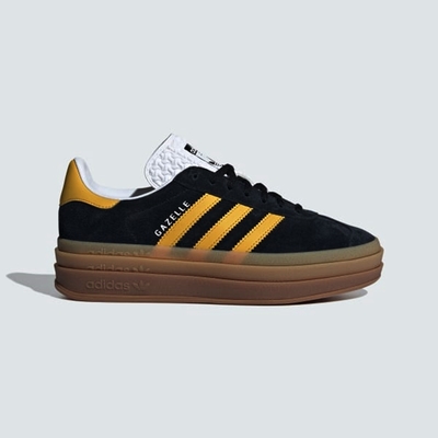 ADIDAS ORIGINALS GAZELLE BOLD W三葉草 增高 女休閒鞋-黑黃-IE0422