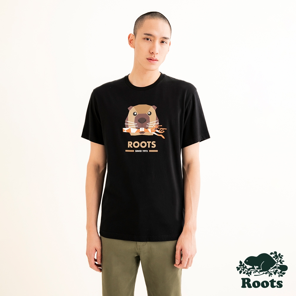 Roots 男裝- OUTDOORS ANIMAL短袖T恤-黑色