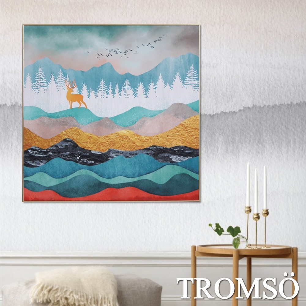 TROMSO北歐抽象板畫有框畫-山峰雄鹿WA110
