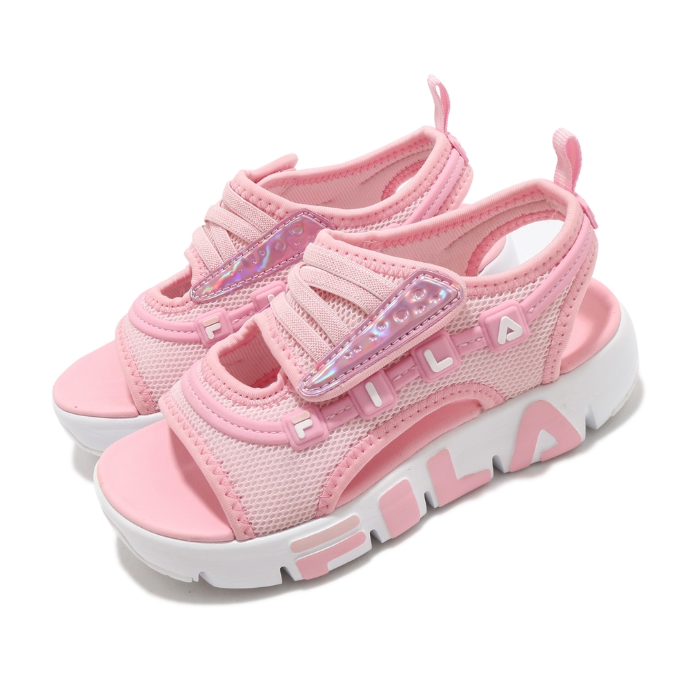 Fila 涼拖鞋 GGUMI Sandal KR 童鞋 韓版 舒適 輕便 簡約 中童 穿搭 粉 白 3S647U650