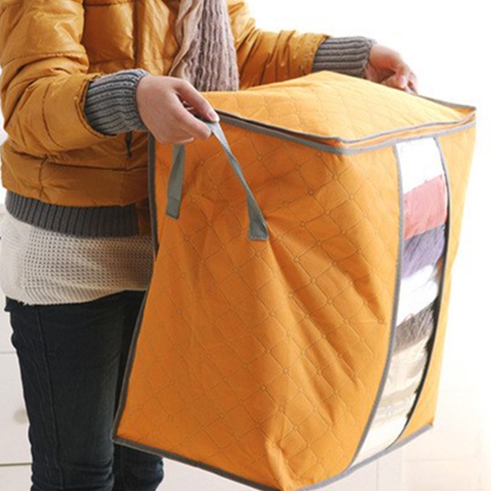 [荷生活]炫彩竹炭棉被收納袋(直款素色) 衣物收納袋整理袋儲物袋