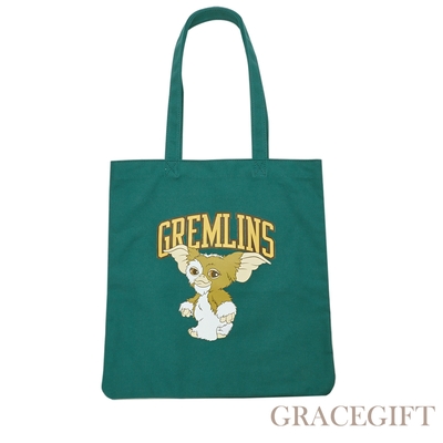 【Grace Gift】GREMLINS-小精靈日常帆布環保購物袋 深綠