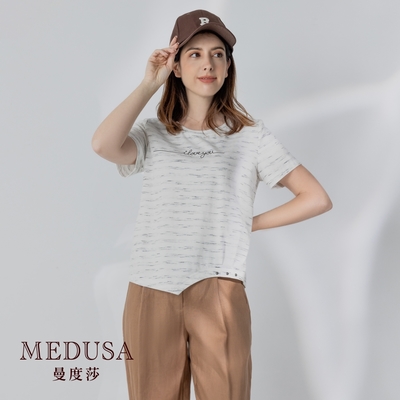 現貨【MEDUSA 曼度莎】弧形鉚釘裝飾下襬T恤（M-XL）｜女上衣 短袖上衣 女T恤