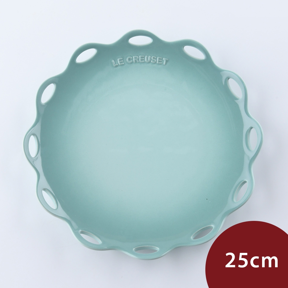 Le Creuset 蕾絲花語系列 花邊圓形淺盤 25cm 悠然綠