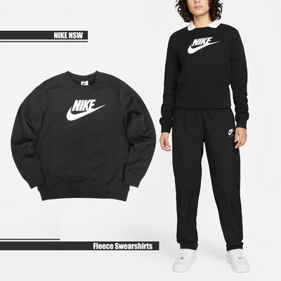 Nike 長袖上衣 NSW Club Fleece Swearshirts 女款 黑 經典 刷毛 大學T 衛衣 DQ5833-010