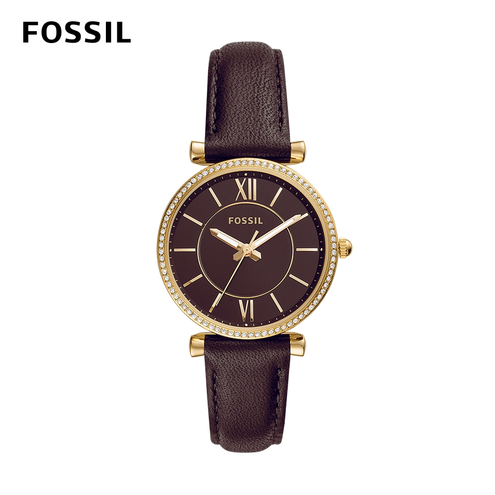 FOSSIL Carlie 古典輕奢華仕女錶 咖啡色真皮錶帶 35MM ES4973