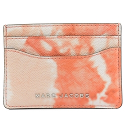 MARC JACOBS 金屬LOGO典雅渲染風格防刮皮革簡易卡片夾(甜瓜橘)