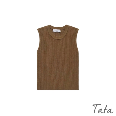 TATA 坑條織紋無袖針織上衣-共三色-F
