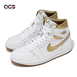 Nike 休閒鞋 Wmns Air Jordan 1 High OG 女鞋 白 金 高筒 AJ1 皮革 一代 FD2596-107