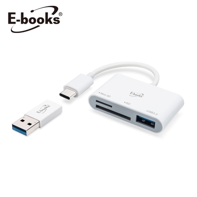 E-books T49 Type-C 三合一讀卡機+USB3.2 HUB 贈USB轉接頭