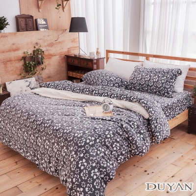 DUYAN 竹漾- 100%法蘭絨-單人床包兩用被毯三件組-馥花