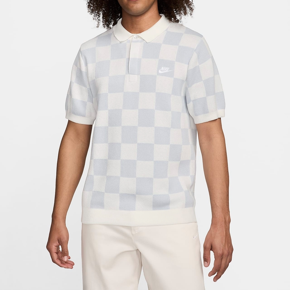 Nike AS M NK CLUB CHECKERS POLO 男短袖POLO-白灰-FN3423133