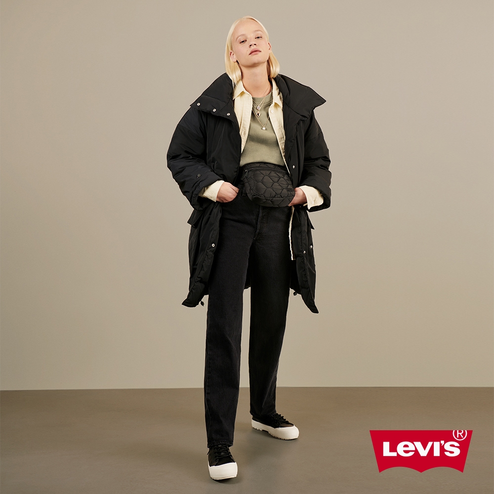 Levis 女款 70年復古超高腰合身直筒牛仔長褲 黑色基本款 天絲棉