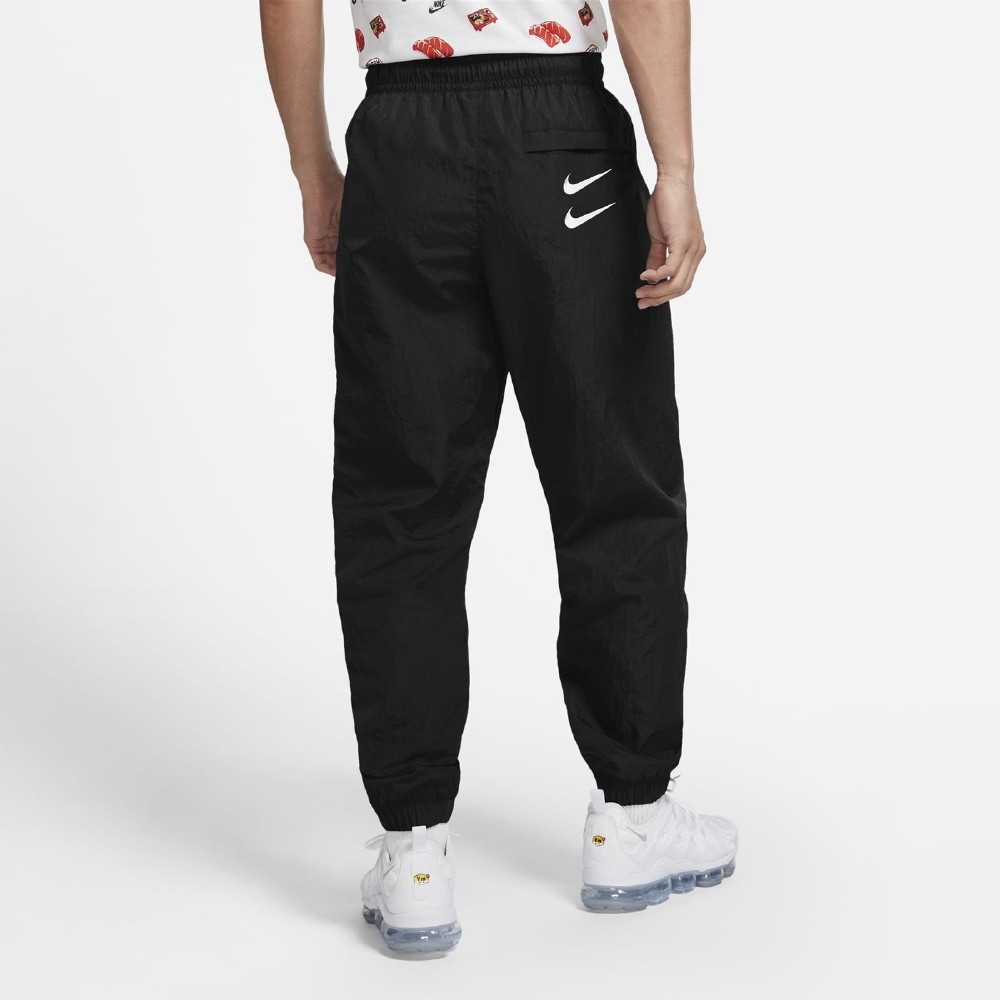 Nike 長褲Swoosh Trousers 運動休閒男款縮口褲尼龍防風穿搭雙勾黑白