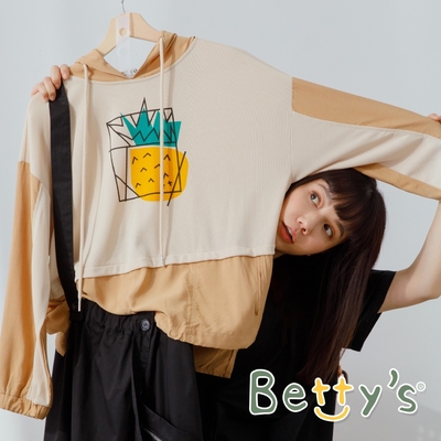 betty’s貝蒂思 鳳梨印花拼布連帽T-shirt(卡其)