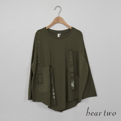 bear two-two織帶造型口袋上衣-綠