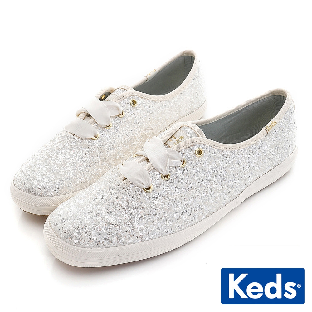 Keds x kate spade CHAMPION 婚禮休閒帆布鞋-米白亮片