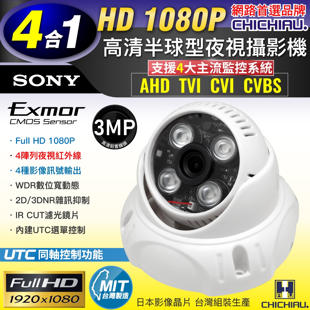 監視器攝影機 奇巧 四合一 1080P SONY 200萬四陣列燈半球型