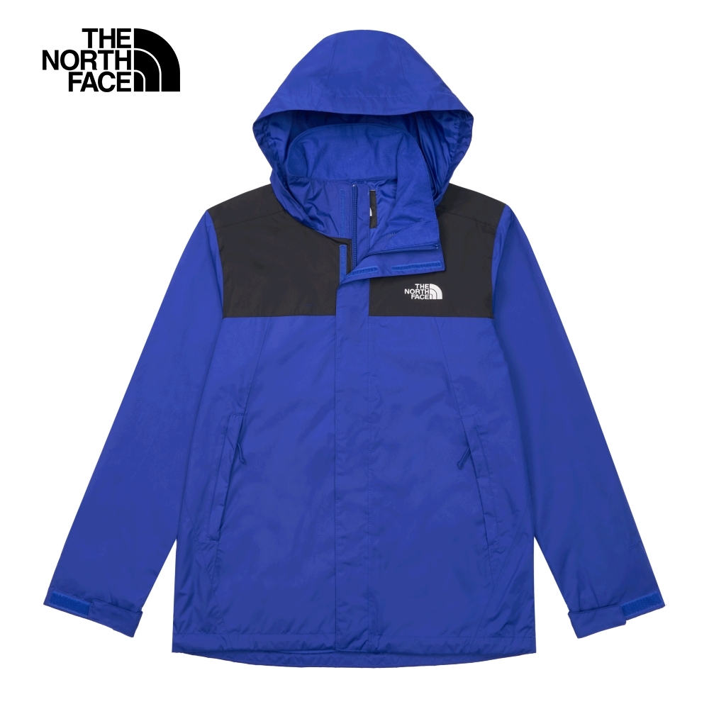 The North Face 官方旗艦】北面男款藍色防水透氣舒適保暖可收納連帽 