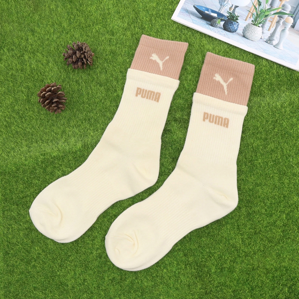 Puma 襪子 Fashion Crew Socks 男女款 粉 米白 長襪 高筒 穿搭襪 撞色 單雙入 BB142203