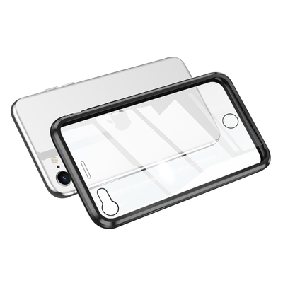 iPhone SE2020 雙面金屬全包覆手機磁吸殼 SE2020手機保護殼 黑色款
