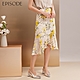 EPISODE - 柔軟蠶絲印花不規則荷葉邊長裙E43112（黃） product thumbnail 1