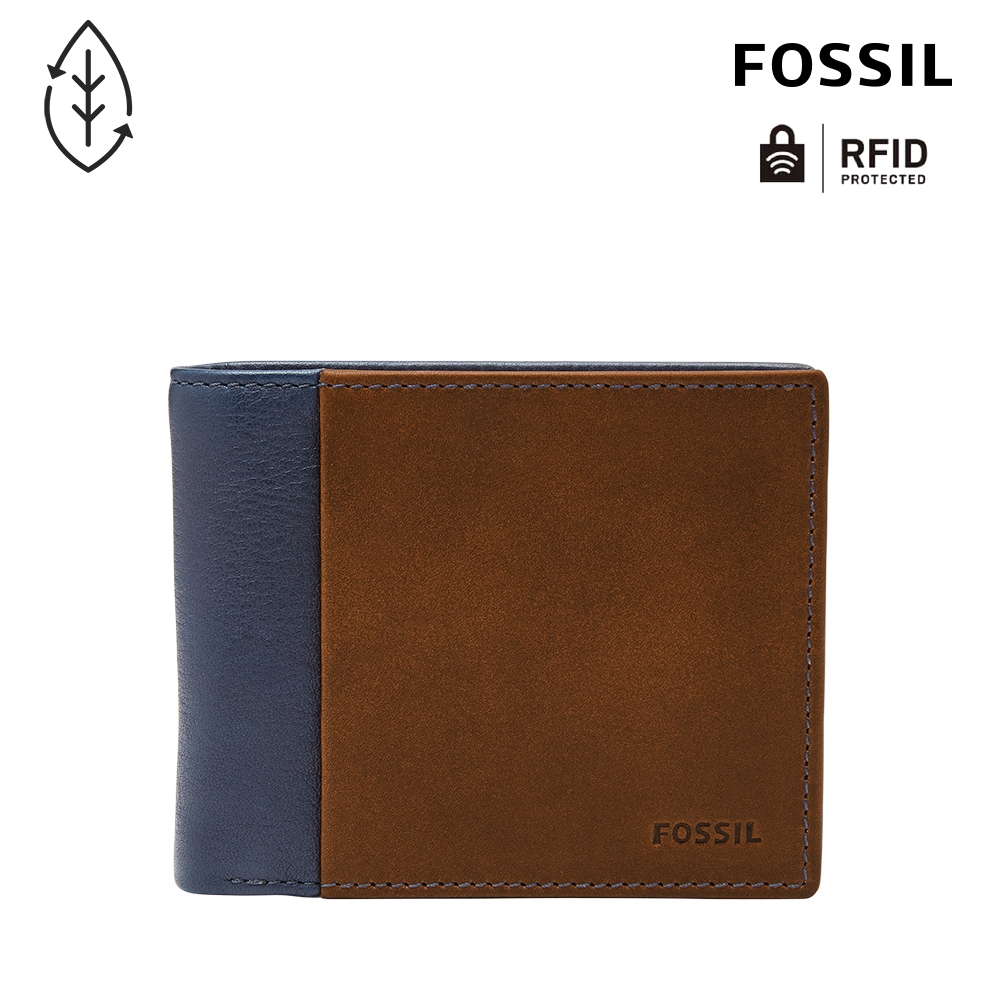 FOSSIL Ward 真皮RFID男夾-海軍藍 ML3918400