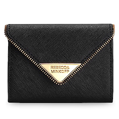 Rebecca Minkoff 三角金屬LOGO鑰匙圈釦式零錢包-黑色