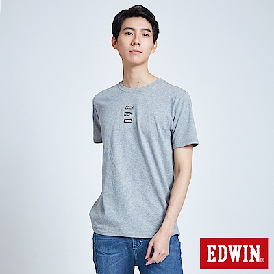 EDWIN 東京系列EDWIN徽章繡花短袖T恤-男-麻灰