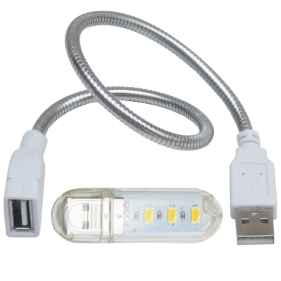 月陽USB超亮3LED燈檯燈閱讀燈小夜燈手電筒送蛇頸延長線(HL3SL)
