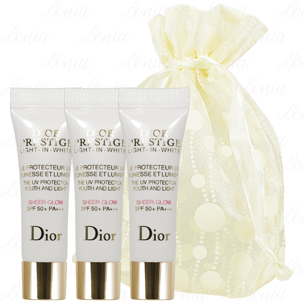 Dior 迪奧 精萃再生光燦防護隔離霜SPF50+/PA++++(#sheer glow)(3ml)(新款)*3旅行袋組