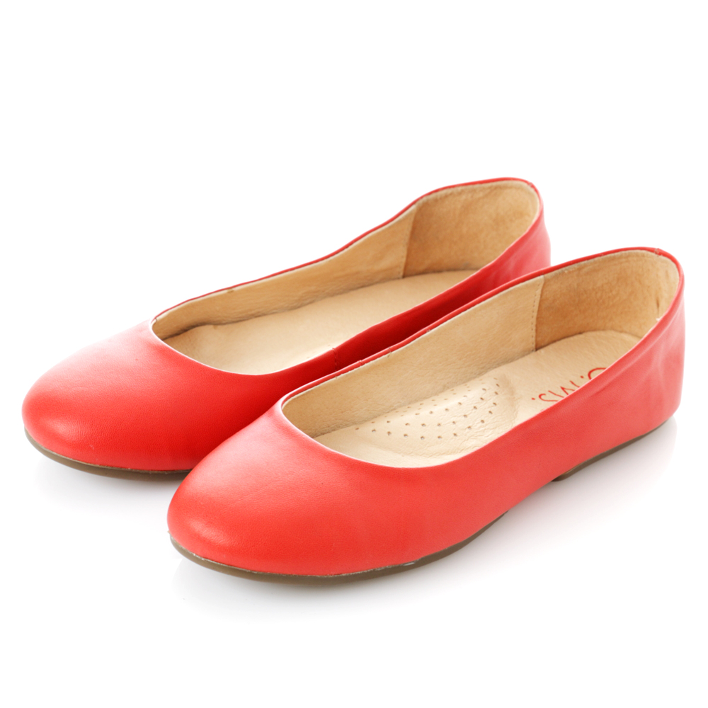 【G.Ms.】旅行女孩II‧素面全真皮可攜式軟Q娃娃鞋‧ 紅色