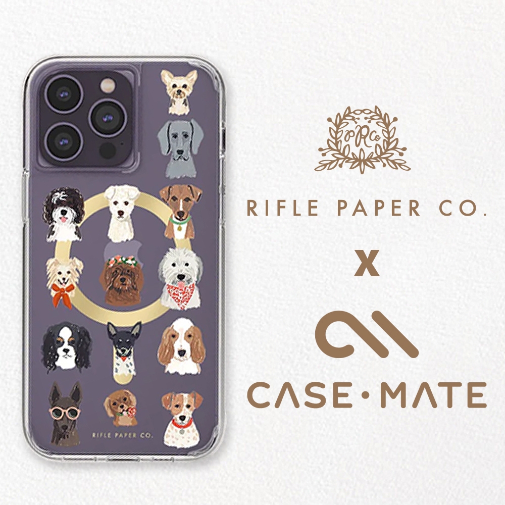 美國 CASE·MATE x Rifle Paper Co. 限量聯名款 iPhone 14 Pro Max 環保抗菌防摔保護殼MagSafe版 - 汪星人