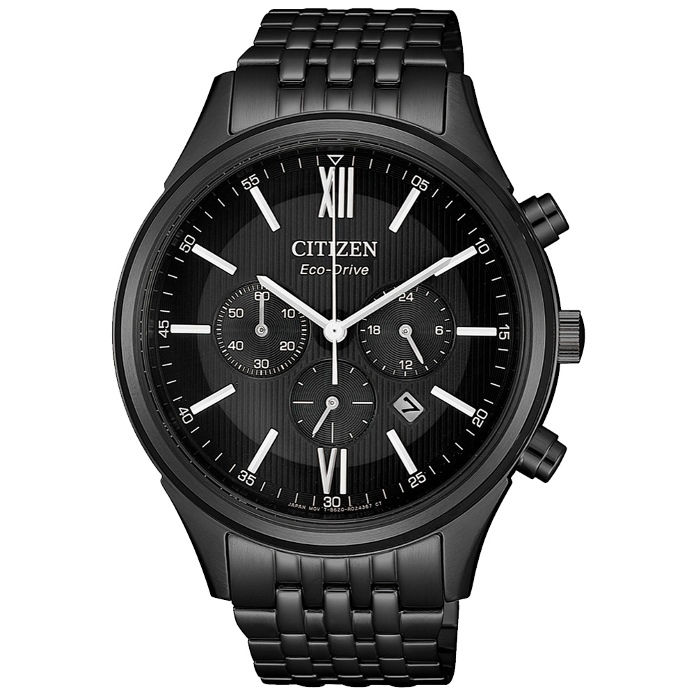 CITIZEN 簡約奢華光能計時男腕錶(CA4415-81E)-鍍黑