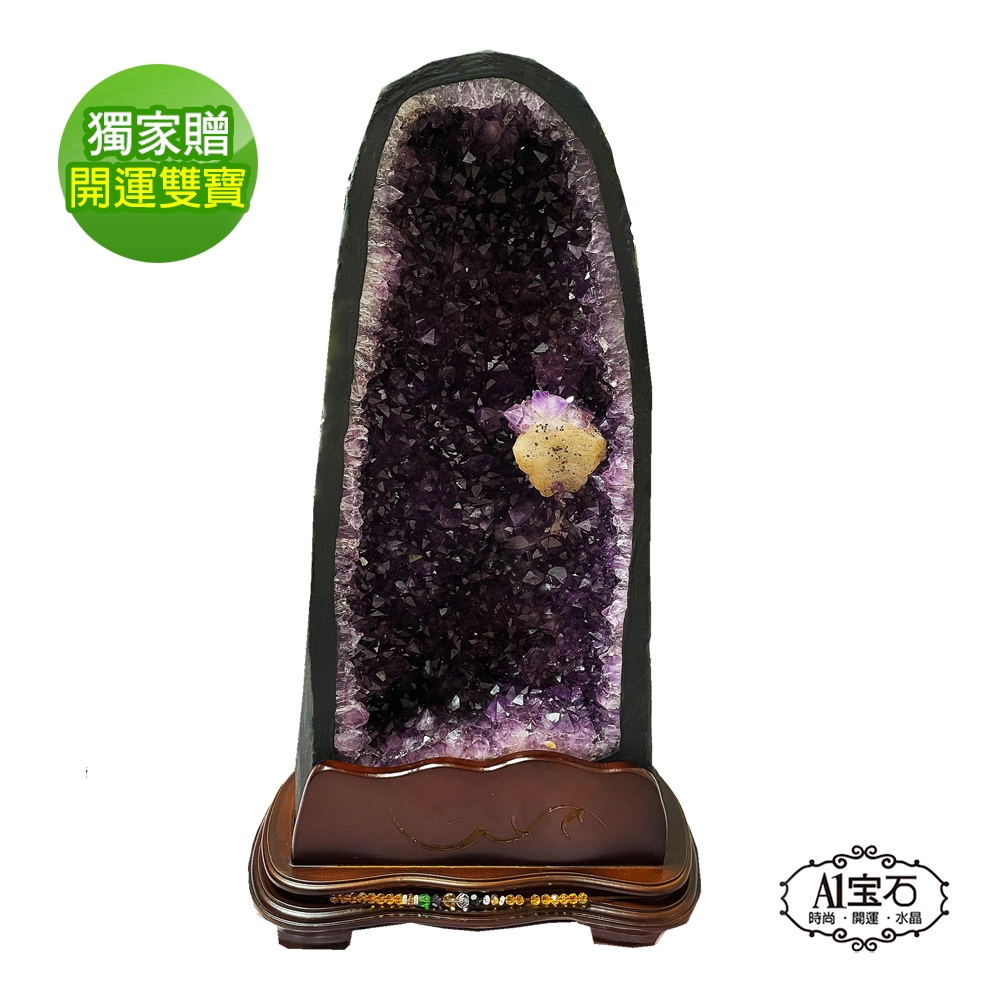A1寶石 ESP巴西紫晶洞-稀有晶鑽紫晶花方解石共生超強能量/招財/開運/貴人運旺(20kg-BZ-085K)